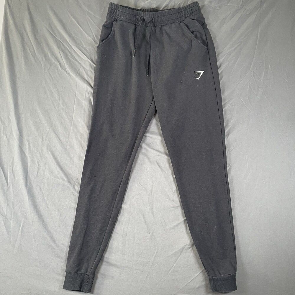 Gymshark Sweatpants Men's Small Black Tapered Activewear Logo Gym Training